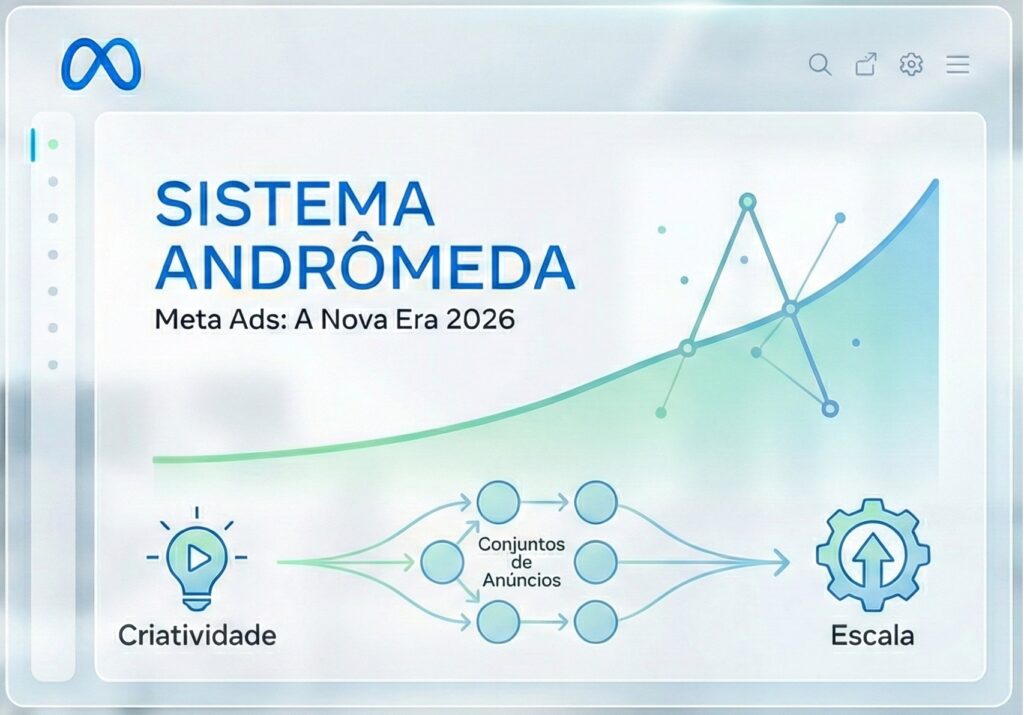Imagem ilustrando painel do Meta Ads com o sistema Andrômeda do Facebook Ads